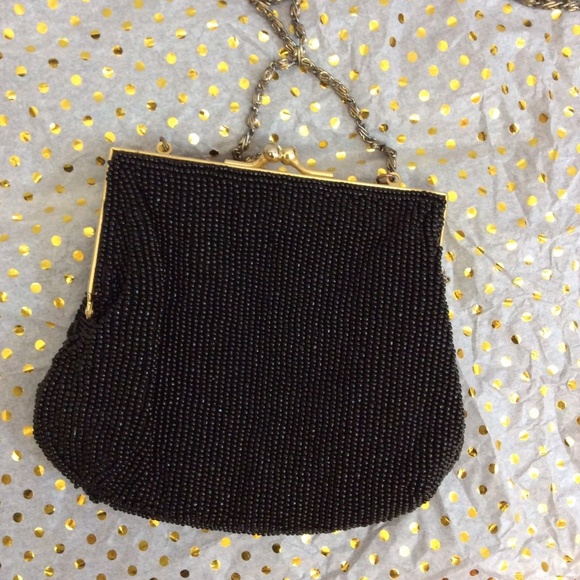 SOLD LA REGALE Black Beaded Vintage Gatsby Purse - Picture 2 of 6